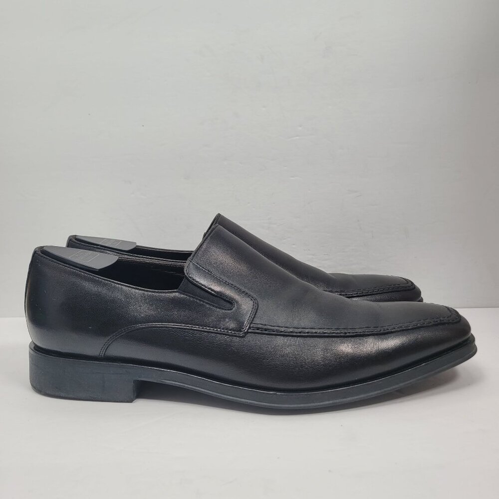 Monte Rosso Men's Black Leather Slip-On Loafers RN58665 US Sz 11W Made In Italy